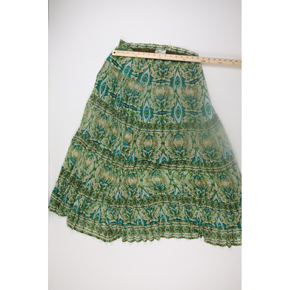 Jones New York Sport Maxi Skirt 14 Green Geometric Tiered Boho Chiffon Casual - Picture 4 of 6